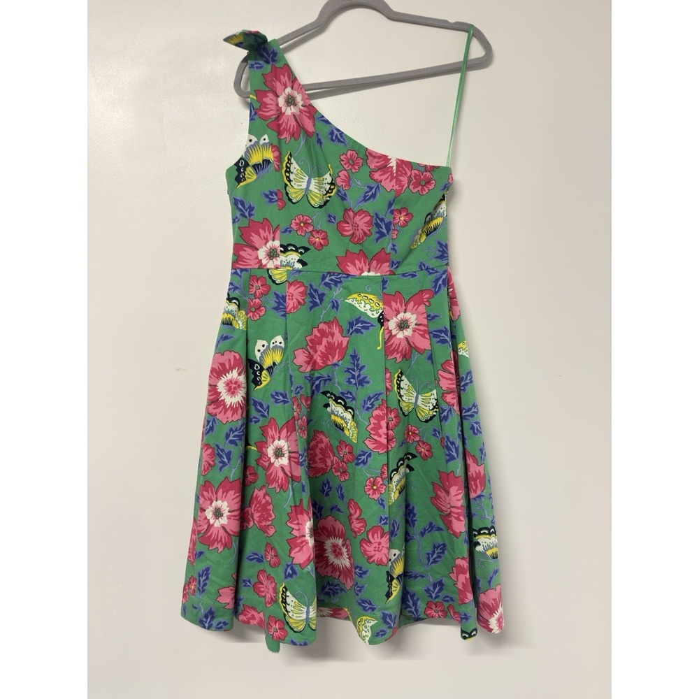 RSVP by Talbots Women's One Shoulder Fit and Flare Dress Sz 10 Green Floral #42‎ - Picture 6 of 10